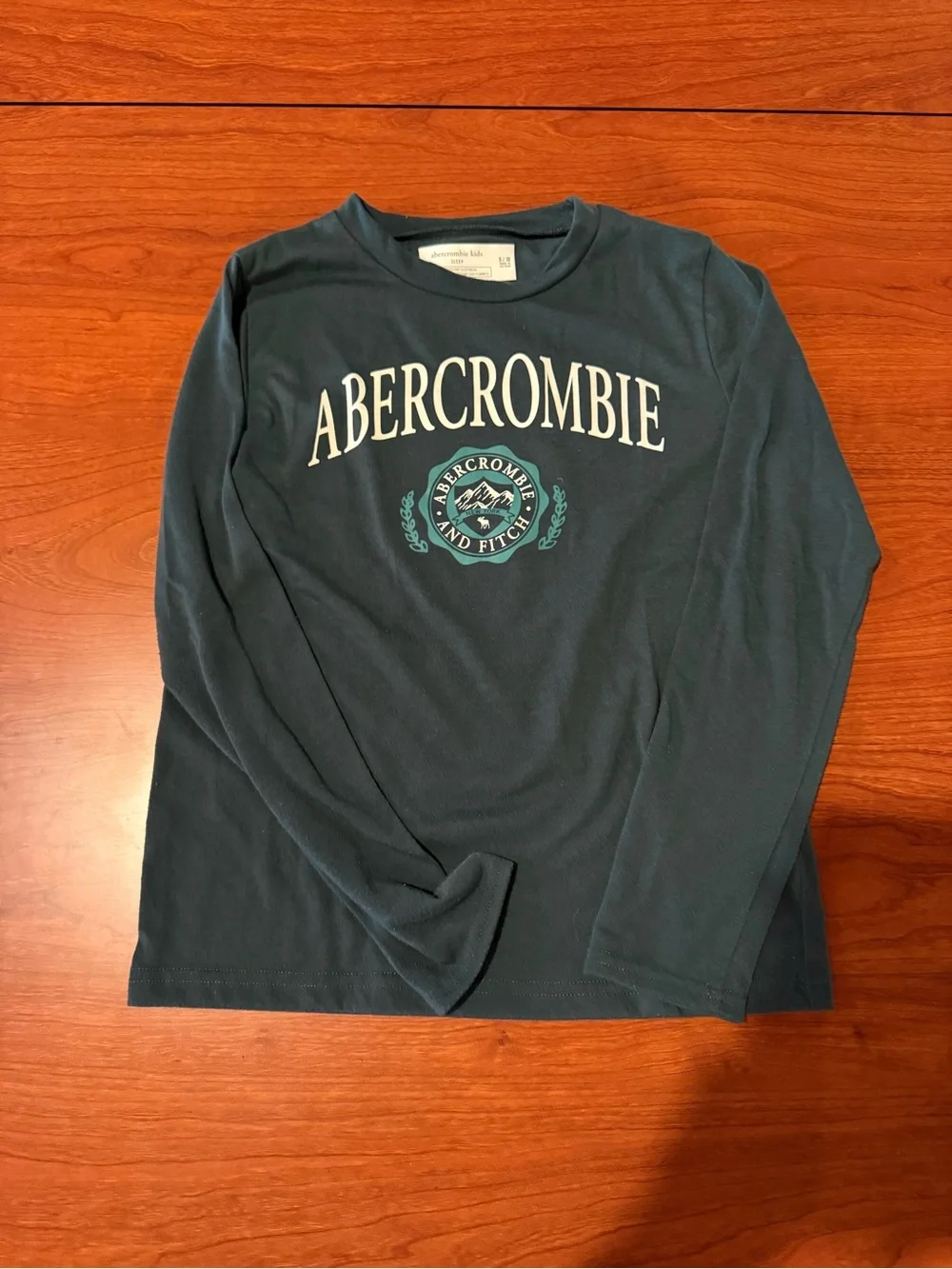 abercrombie kids navy & dark green plaid pajama set - long sleeve top & shorts